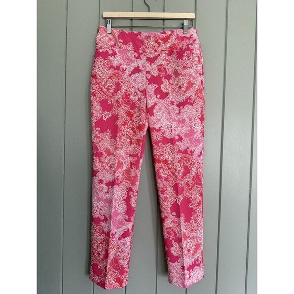 Ibkul Pascha Pants Women’s 8 Pink Baroque Floral Paisley Golf Active Pockets - Picture 1 of 6